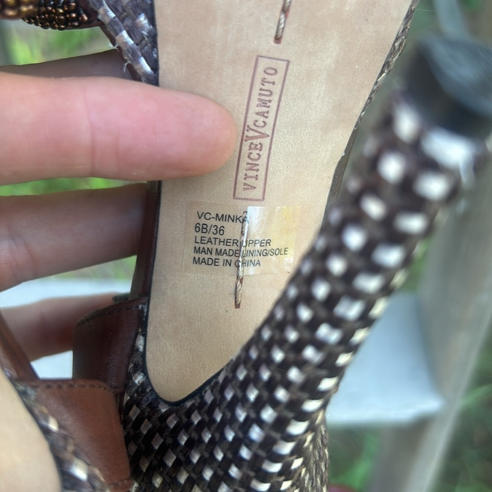 Vince Camuto Minka Navajo Brown woven high heels - Picture 8 of 12